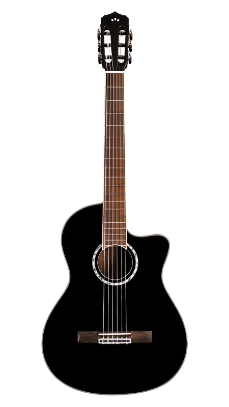 Cordoba Fusion 5 Jet BLK, Fichte massiv / Mahagoni, Pickup, Cutaway, 48mm Sattelbreite